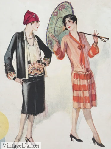 1927 afternoon ensembles with paper parasol