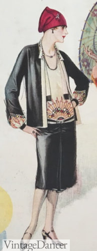 1927 dress with matching jacket (love the Art Deco design) at VintageDancer