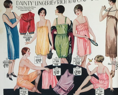 1927 step-ins - bloomer, knicker and chemise styles