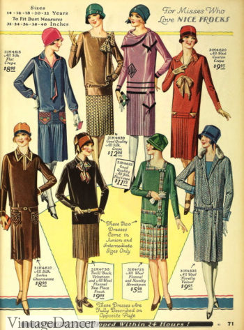1920s Fall & Winter Fashion- Dress, Coat, Hat, Shoes