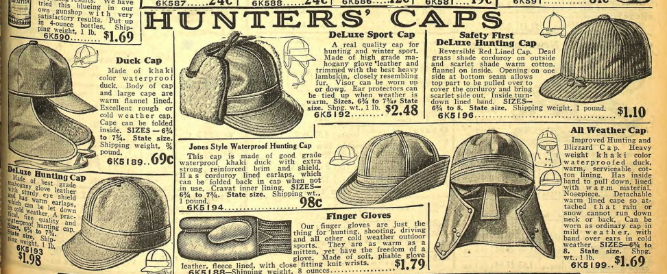 1927 sport hats cloth hunting fishing mens outdoorsmen