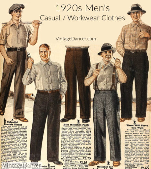 1920s workwear clothes / casual clothes for men 1927 at Vintagedancer