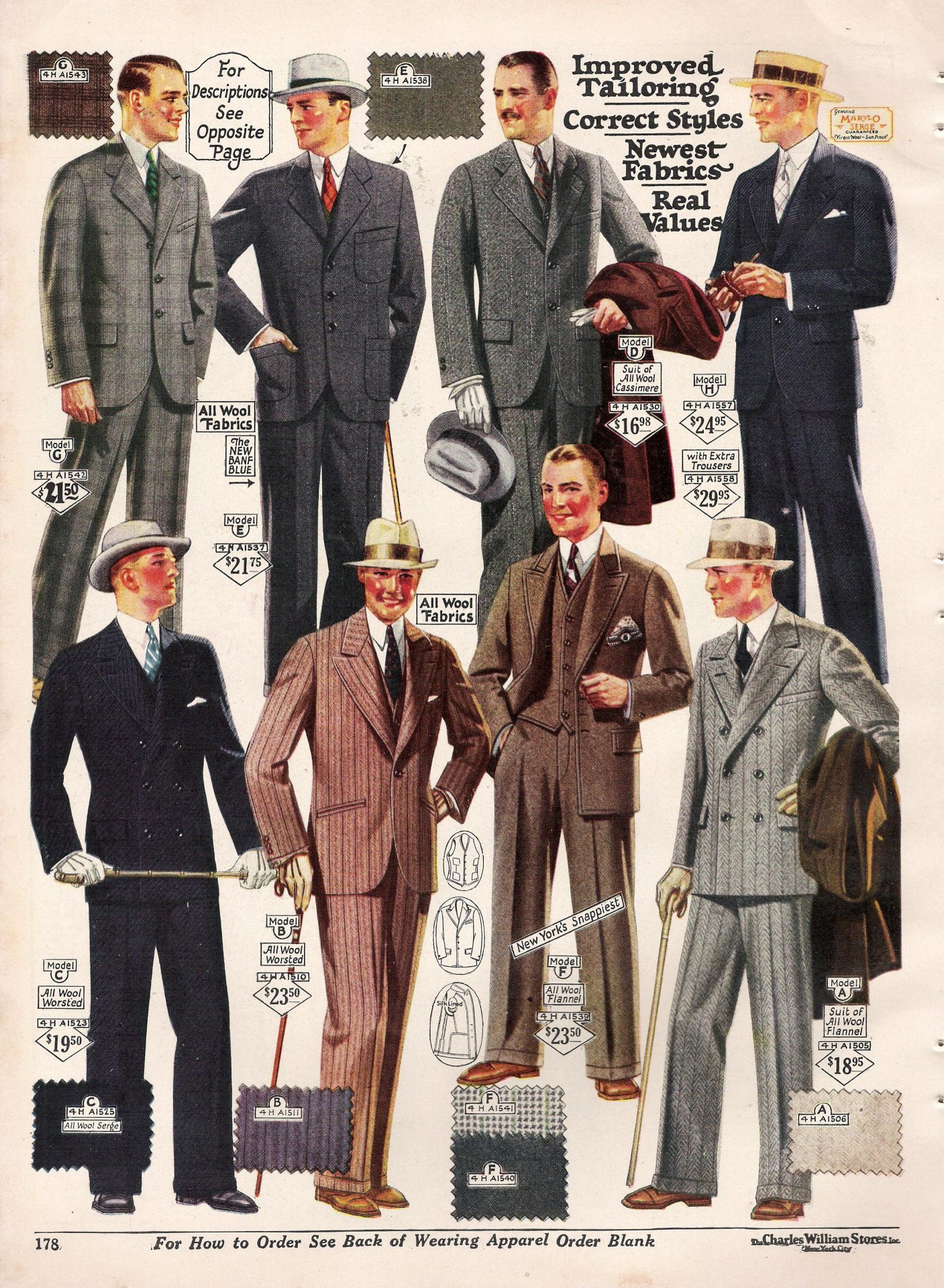 1920s Men's Suit Fabric Swatches