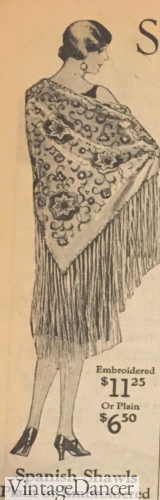 1920s Spanish shawl fringe wrap 1920s 1927