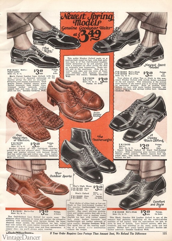 Men's Art Deco Era 1930s Shoe Styles