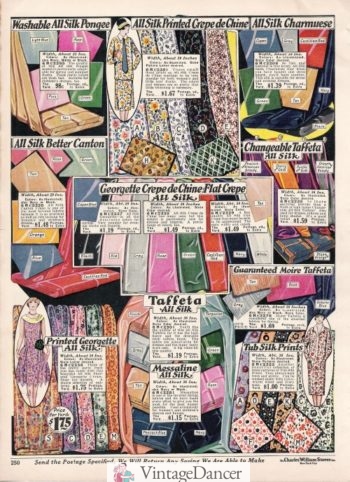 1927 silk dress fabrics range from $1 to $1.75 per yard