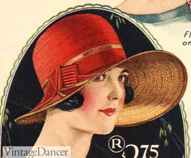1920s straw hat red wide brim summer hat 1927