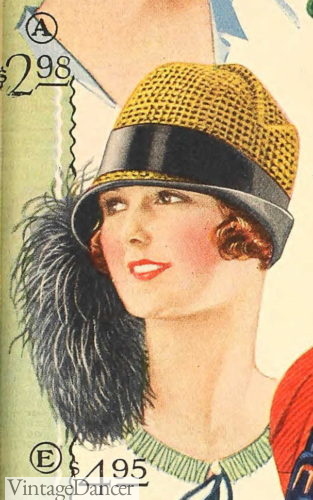 1920s cloche hat with ostrich feather 1927