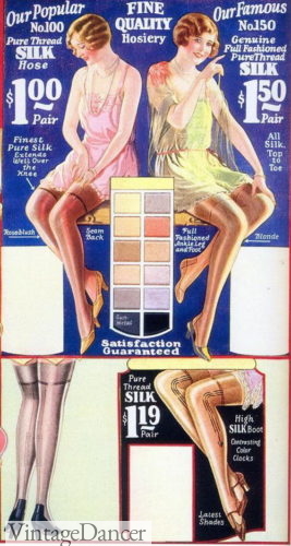 1920s flapper stockings 1927 silk stockings
