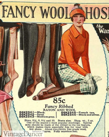 1927 wool ribbed stockings