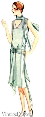1928 dress with matching sheer scarf