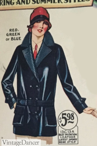 1928 imitation leather jacket women's blue green or red at VintageDancer