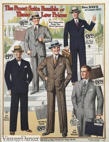 1928 Savage mens suits and fabrics