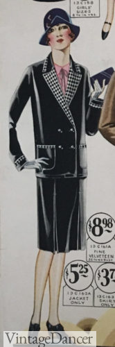 1928 black blazer and skirt set at VintageDancer