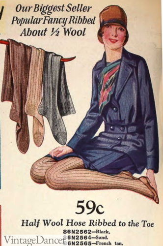 1928 ribbed wool stockings