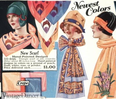 1920s how to wear a scarf