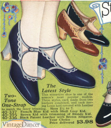1928 Simpsons mary jane shoes colors at VintageDancer