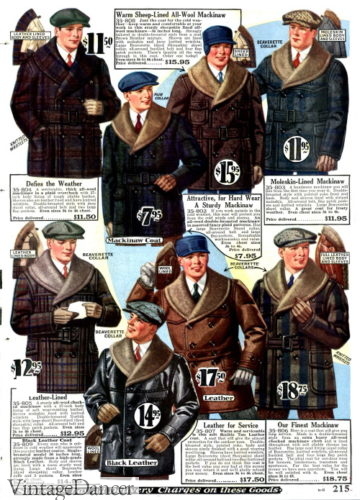 1928 mackinaw and leather coats jackets 1920s menswear