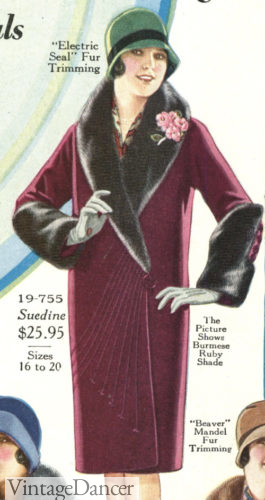 1928, matching cording in a sunburst pattern explodes form the button towards the hem at VintageDancer