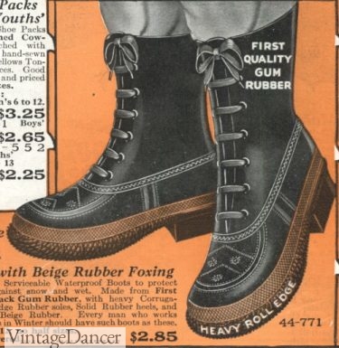 1920s mens all rubber rain boots