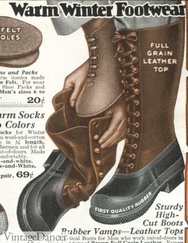 1920s mens duck boots winter boots rain boots