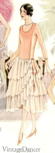 1928 peach Robe de Style evening dress