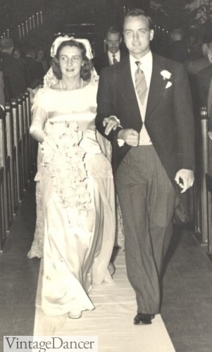 1945 wedding wearing a dress worn in 1928!