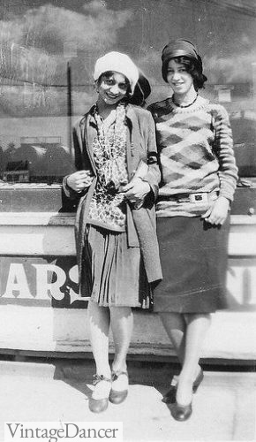 1928 teens wearing knitted two peice outfits