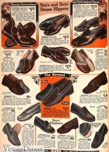 1928 men's slippers shoes bedroom footwear house shoes @VintageDancer