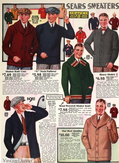 1920s Men's Sweaters, Cardigans, Knitwear