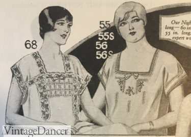 1928 embroidered nightgowns at VintageDancer