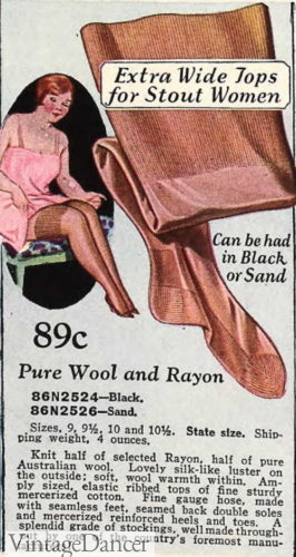 1928 "plus size" stockings