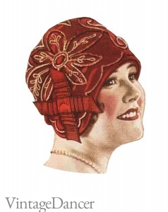 1920s cloche hat red