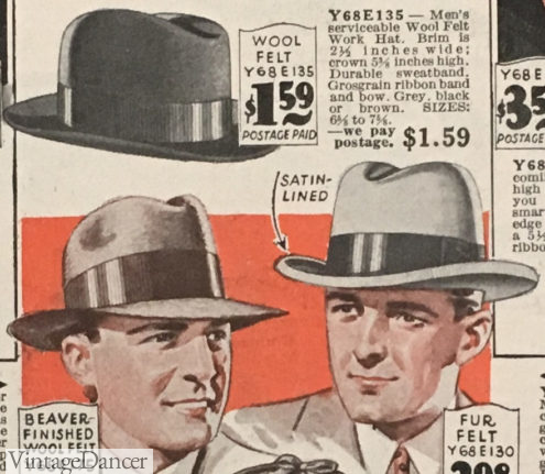 1929 men's felt hats - homburgs an snap brim fedora