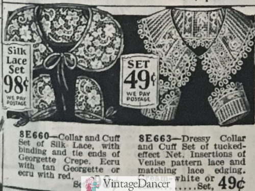 1929 lace collars and cuffs at VintageDancer