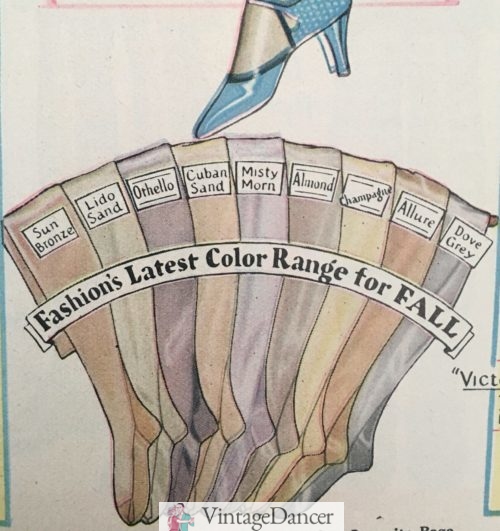 1929 stockings colors for fall at VintaeDancer