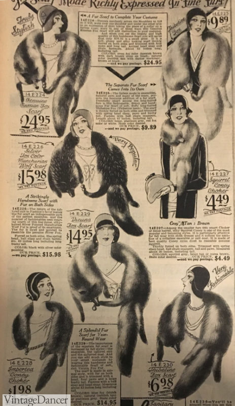 1929 fox fur stoles at VintageDancer