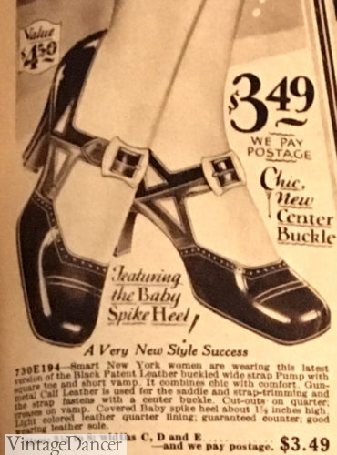 1929 square toe shoes heels roaring 20s at VintageDancer
