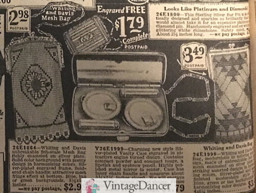1929 Whiting and Davis mesh bags, Art Deco patterns