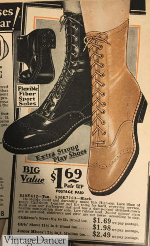 1929 walking or hiking boots at VintageDancer