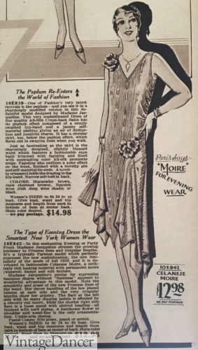 1929 uneven hem party dress