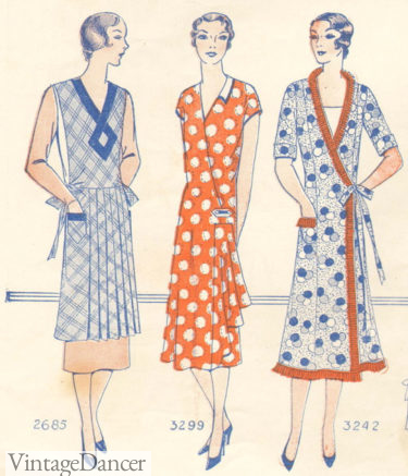 1929 wrap style house dresses return to start the new decade