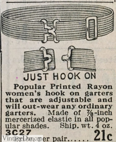 1929 plain elastic band with hook at VintageDancer