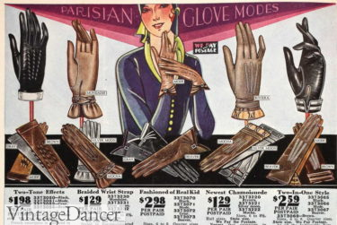 1929 1920s leather gloves for women