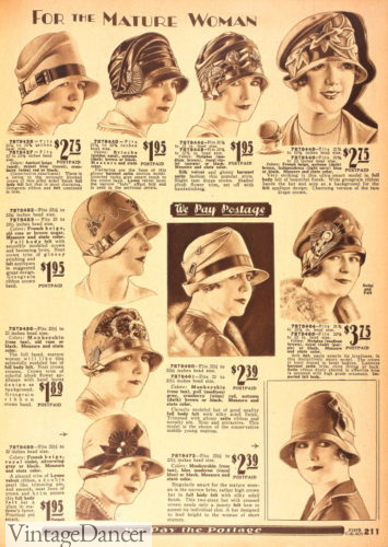 1920s hats for older women mature women MRS. seniors and full face ladies 1929