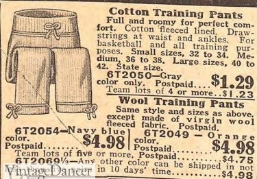 1929 mens sweat pants "training pants"