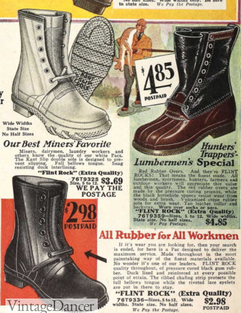 1929 men's rubber muck duck boots rain at VintageDancer