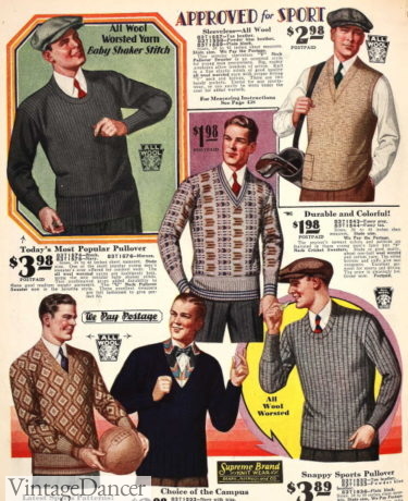 1920s Men's Sweaters, Cardigans, Knitwear
