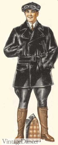 1920s mens leather workwear or motorcycle outfit clothing
