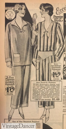 1929 tuck in pajamas (R) women 1930s at VintageDancer